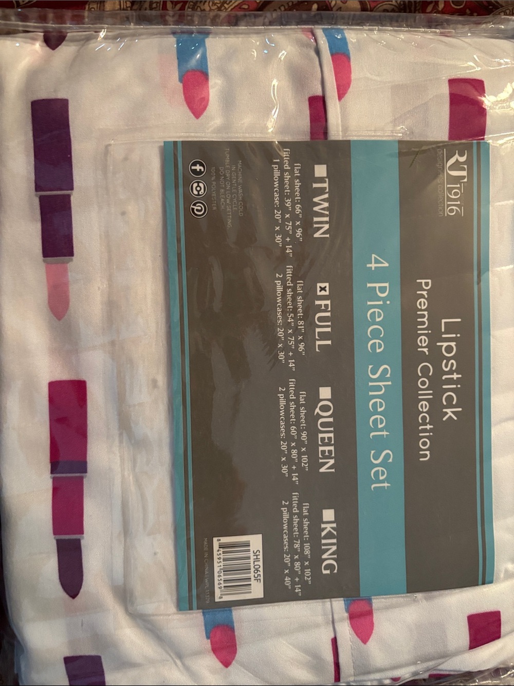 Lipstick 4 piece sheet set